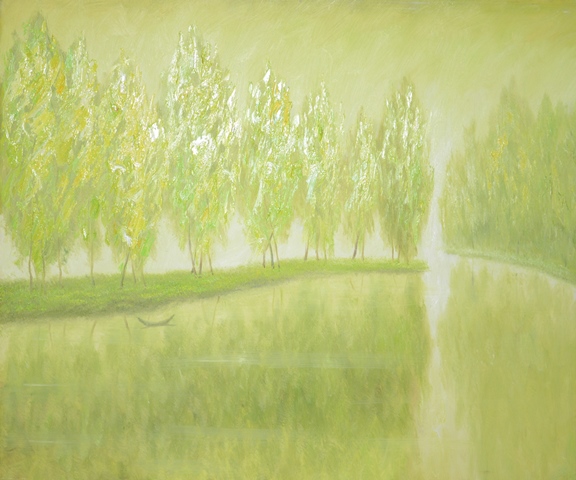 Tranh Sơn Dầu Sông Buồn